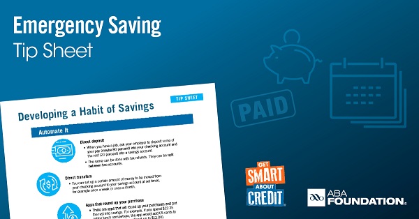 Emergency savings tip sheet image
