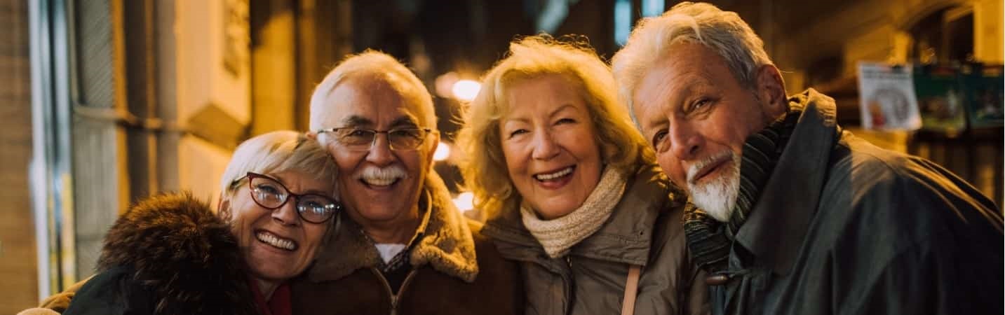 Group of mature friends outdoors