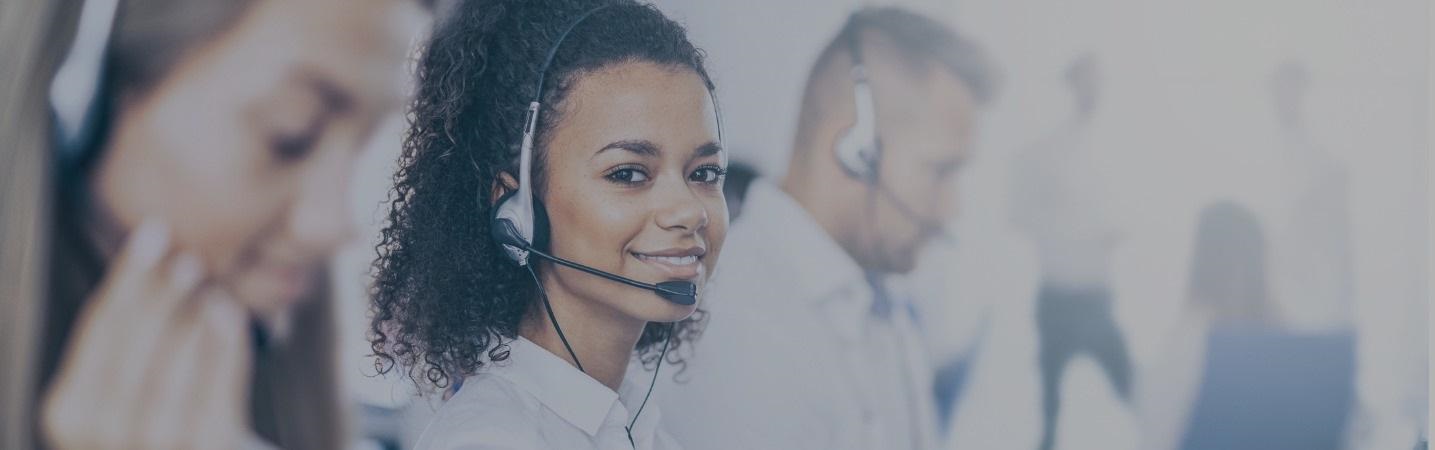 call center worker accompanied by her team