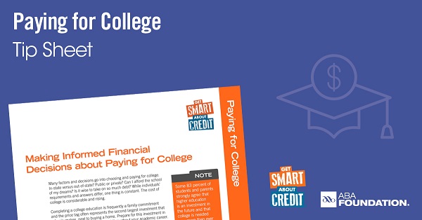 Paying for college tip sheet image