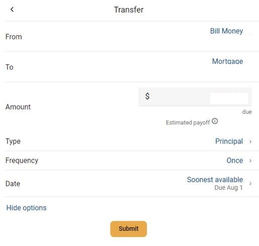 how to make a principal only payment - screenshot