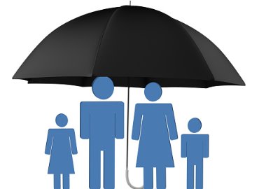 Symbol of a family being protected by an umbrella
