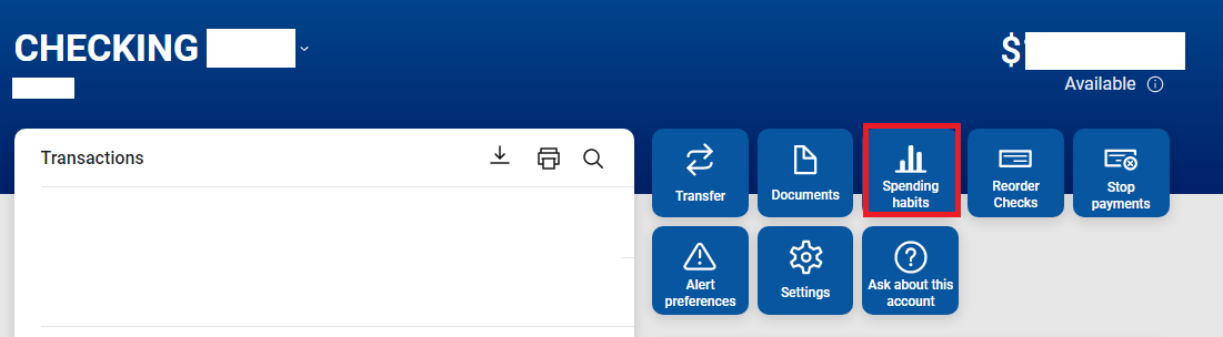 Screenshot of "spending habits" in online banking