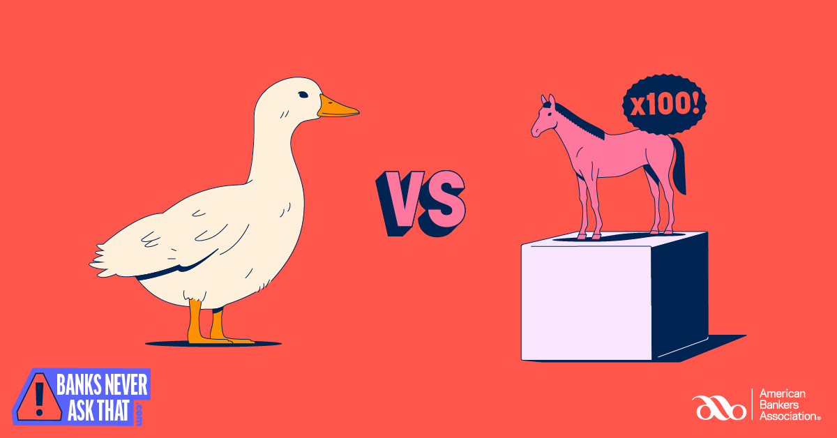 Image of a duck versus a horse