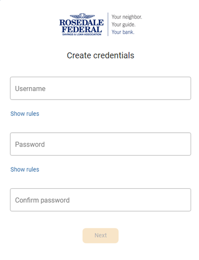 create a username and password