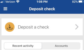 Mobile deposit 1st step screenshot