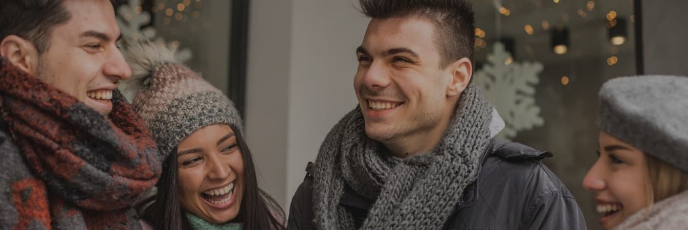 Group of caucasian friends sharing a laugh