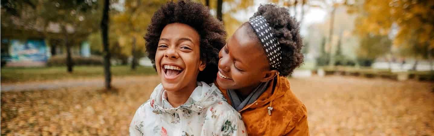 African American mother and daughter in the park