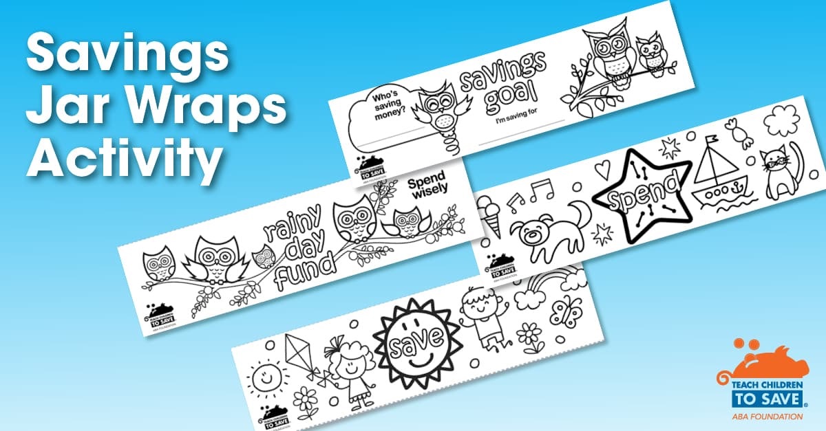 savings jar wraps activity for teach kids to save