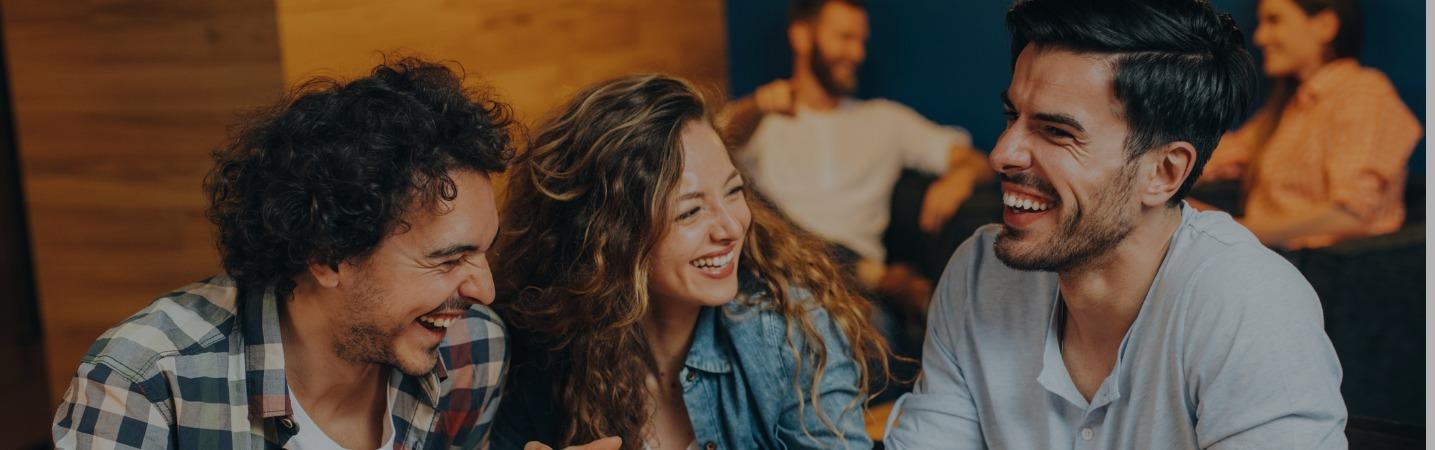 Friends having fun at a cafe